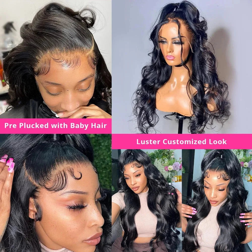 30 40 Inch Brazilian Human Wig 13x4 13x6 360 Body Wave Transparent 250 Density Lace Front Human Hair Wig Frontal For Black Women
