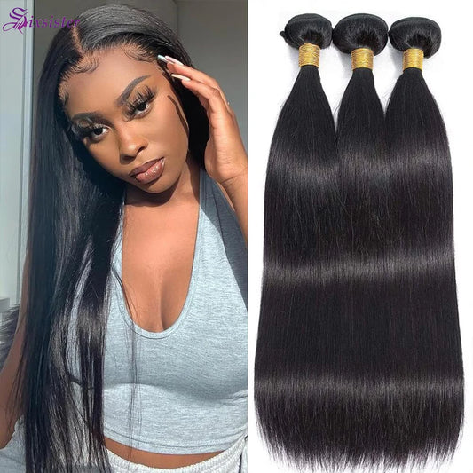 Brazilian Straight Bundles Human Hair 100% Unprocessed Virgin Human Hair Bundles Straight Double Weft Quick Weave Hair 3 Bundles