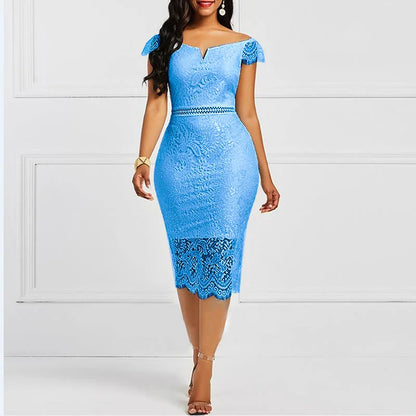 Elegant Lace Evening Wedding Dress for Women Sexy Hollow Out Office Ladies Bodycon Dresses Fashion Birthday Party Club Vestidos
