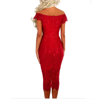 Elegant Lace Evening Wedding Dress for Women Sexy Hollow Out Office Ladies Bodycon Dresses Fashion Birthday Party Club Vestidos