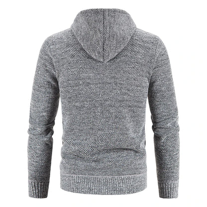 2023 Winter Thick Cardigan Mens Sweater Zipper Hooded Fashion Warm Slim Fit Knitted Sweater Male Fleece Hoodies Coats Men M-4Xl