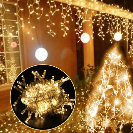 Christmas Lights Waterfall Outdoor Decoration 4M Droop 0.4-0.6m Led Lights Curtain String Lights Party Ggarden Eaves Decoration