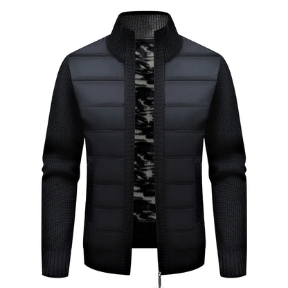Winter Men Warm Cardigan Padded Jackets Fashion Men Fleece Lined knitwear Sweaters Cardigan Coats Men Windbreaker Knit Jacket