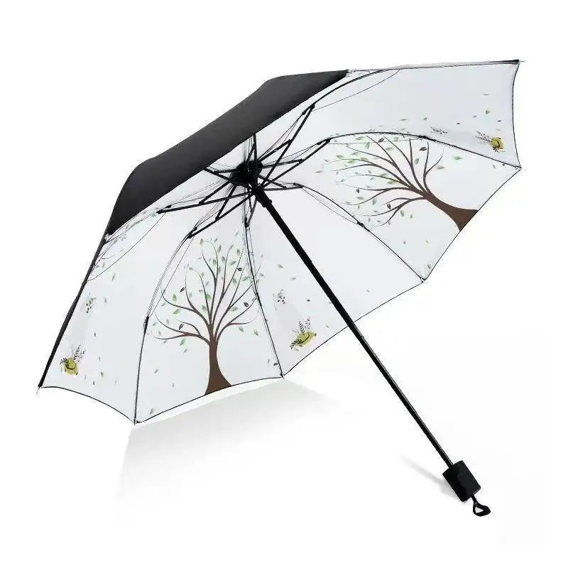 Blue Sky White Clouds Painting Inside Umbrella Men And Women Flower Sun Anti-uv Umbrellas Ladies Parasol Folding Paraguas Gifts