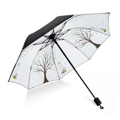 Blue Sky White Clouds Painting Inside Umbrella Men And Women Flower Sun Anti-uv Umbrellas Ladies Parasol Folding Paraguas Gifts