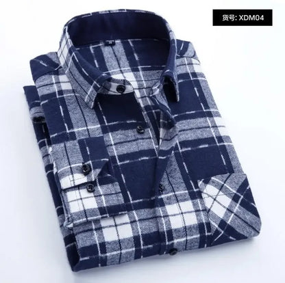 2025 Casual Men Plaid Spring Autumn Flannel Men Dress Shirts Fashion Long Sleeve Slim Fit Chemise Homme Cotton Male Shirt
