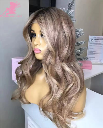 Highlight Human Hair Wigs For Women13X6 Lace Frontal Human Hair Wig Full Lace Wig Transparent Lace Natural Wave Brazilian Hair