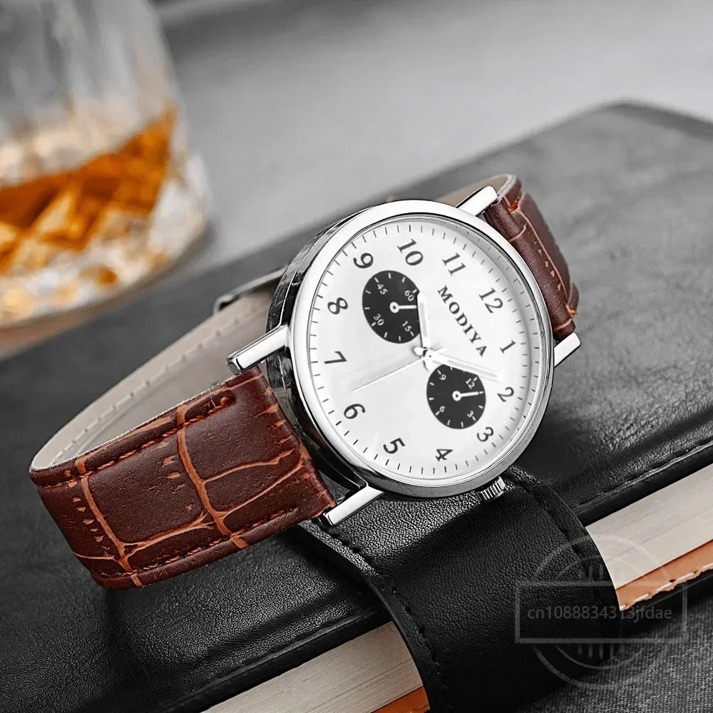 Men Watches Business Wrist Watch Luxury Leather Strap Analog Watches Quartz Wristwatches Clock Men Women Casual Simple Watch
