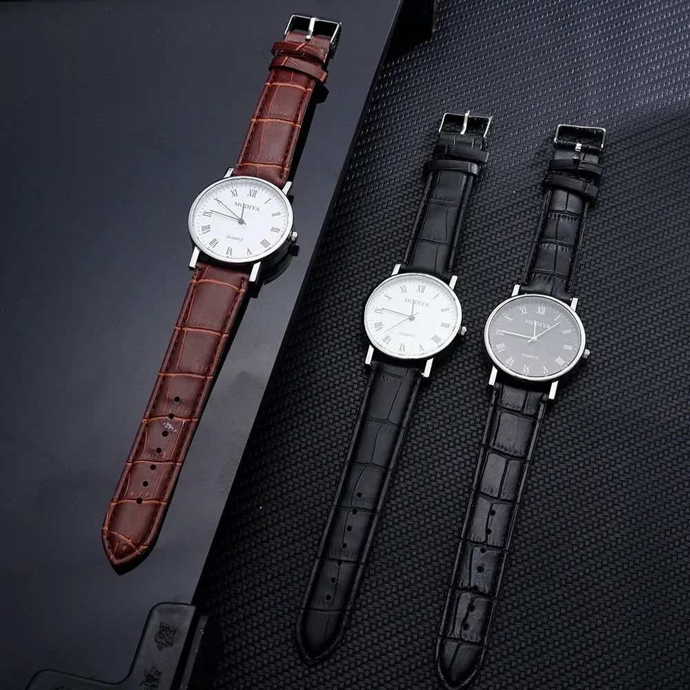Men Watches Business Wrist Watch Luxury Leather Strap Analog Watches Quartz Wristwatches Clock Men Women Casual Simple Watch