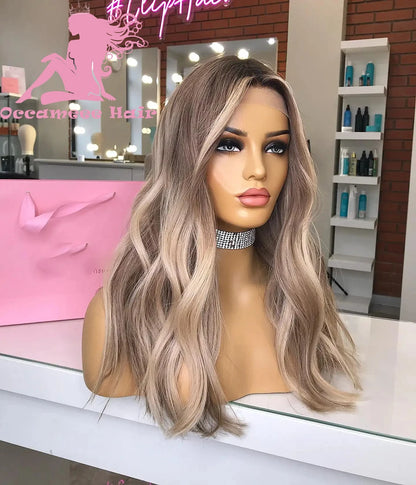 Highlight Human Hair Wigs For Women13X6 Lace Frontal Human Hair Wig Full Lace Wig Transparent Lace Natural Wave Brazilian Hair
