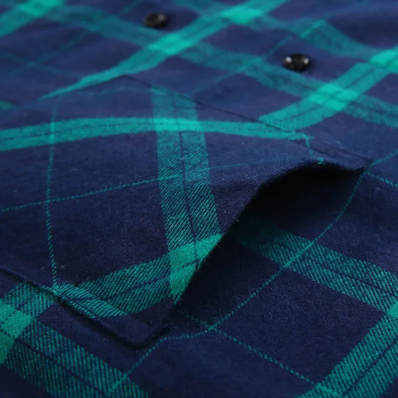 2025 Casual Men Plaid Spring Autumn Flannel Men Dress Shirts Fashion Long Sleeve Slim Fit Chemise Homme Cotton Male Shirt