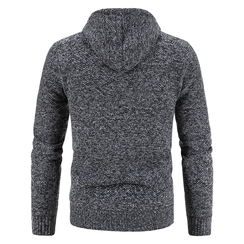 2023 Winter Thick Cardigan Mens Sweater Zipper Hooded Fashion Warm Slim Fit Knitted Sweater Male Fleece Hoodies Coats Men M-4Xl