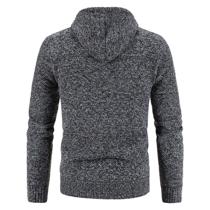 2023 Winter Thick Cardigan Mens Sweater Zipper Hooded Fashion Warm Slim Fit Knitted Sweater Male Fleece Hoodies Coats Men M-4Xl