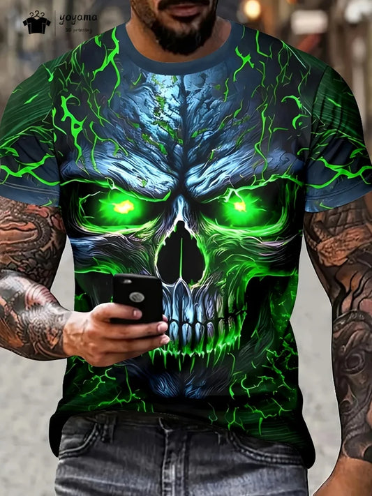 Horror Skull 3d Print Men Women Fashion Round Neck T-shirt Casual Short Sleeve Oversized T Shirt Trendy Men Clothing Halloween
