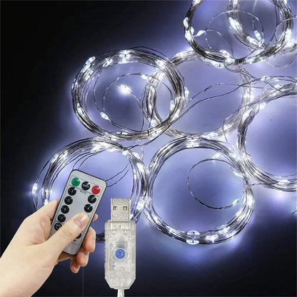 Christmas Light Party Birthday Wall Decoration LED 8 Mode 3/6M Garland Wedding Fairy Light USB Curtain String Lamp Holiday Decor