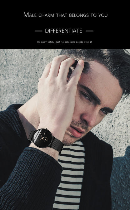 LIGE Fashion Mens Watches Top Brand Luxury Quartz Watch Men Casual Slim Mesh Steel Waterproof Sport Watch Relogio Masculino