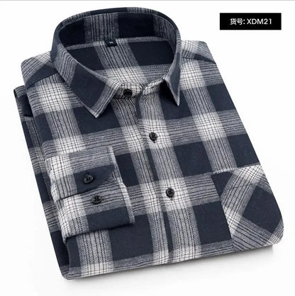 2025 Casual Men Plaid Spring Autumn Flannel Men Dress Shirts Fashion Long Sleeve Slim Fit Chemise Homme Cotton Male Shirt