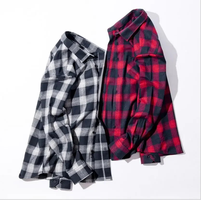 2025 Casual Men Plaid Spring Autumn Flannel Men Dress Shirts Fashion Long Sleeve Slim Fit Chemise Homme Cotton Male Shirt