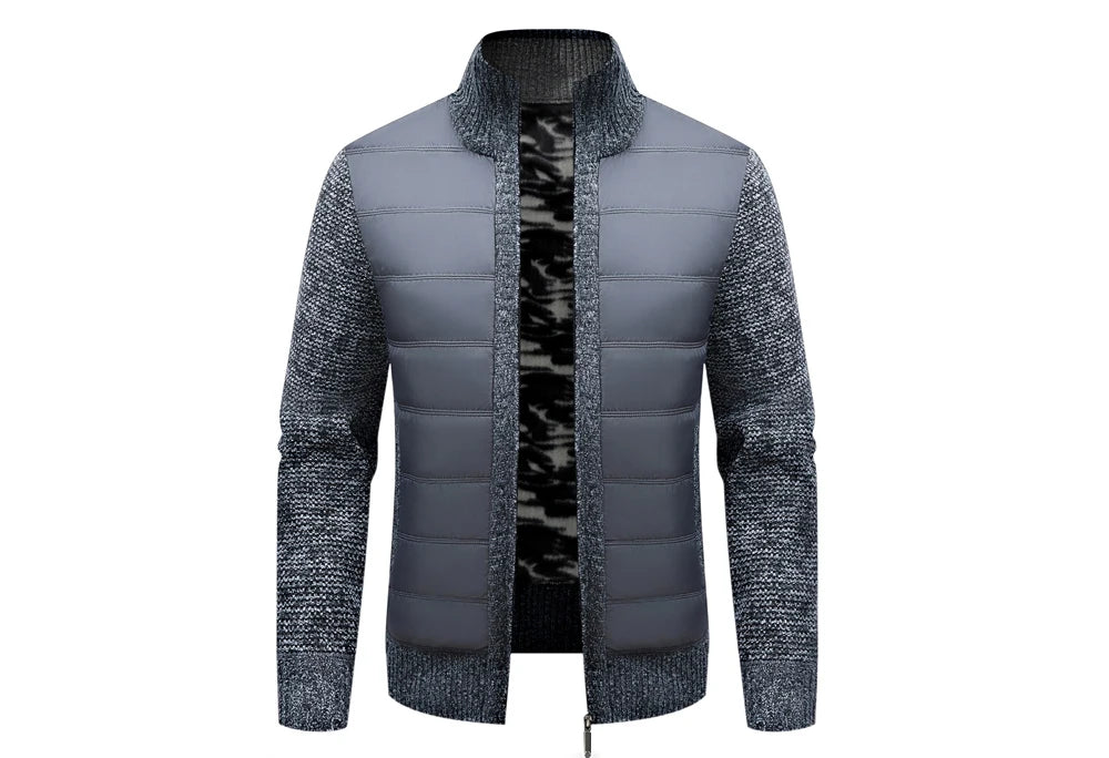 Winter Men Warm Cardigan Padded Jackets Fashion Men Fleece Lined knitwear Sweaters Cardigan Coats Men Windbreaker Knit Jacket