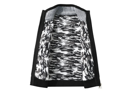 Winter Men Warm Cardigan Padded Jackets Fashion Men Fleece Lined knitwear Sweaters Cardigan Coats Men Windbreaker Knit Jacket