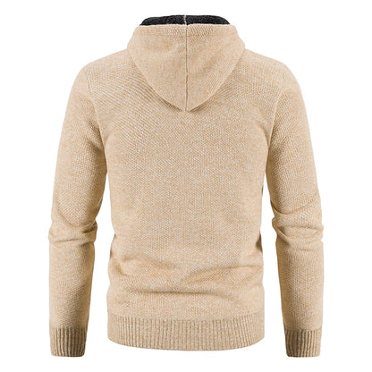 2023 Winter Thick Cardigan Mens Sweater Zipper Hooded Fashion Warm Slim Fit Knitted Sweater Male Fleece Hoodies Coats Men M-4Xl