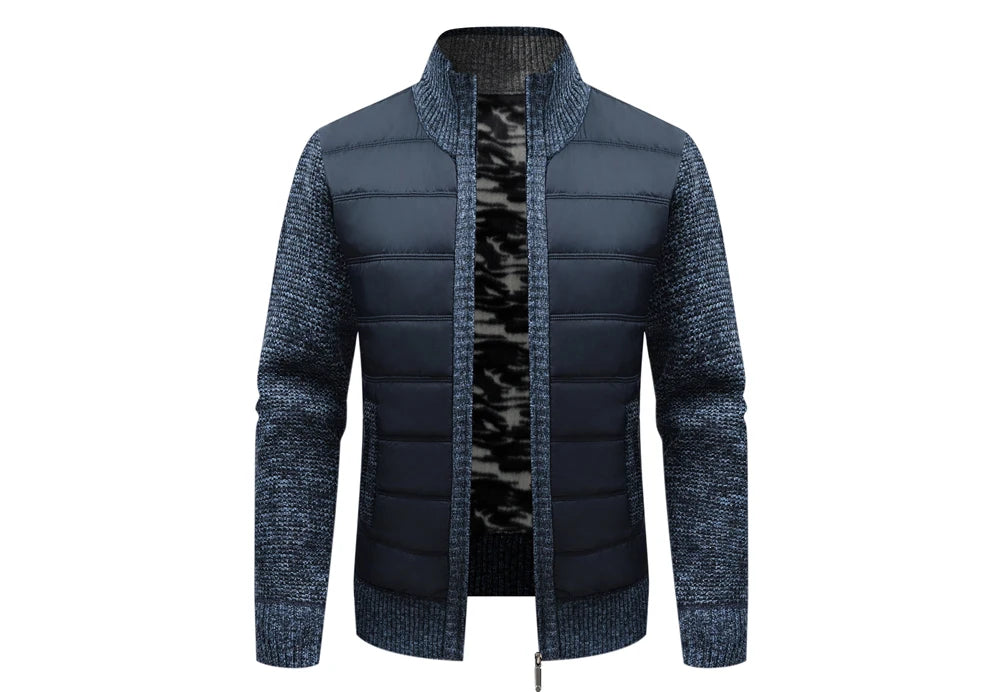 Winter Men Warm Cardigan Padded Jackets Fashion Men Fleece Lined knitwear Sweaters Cardigan Coats Men Windbreaker Knit Jacket