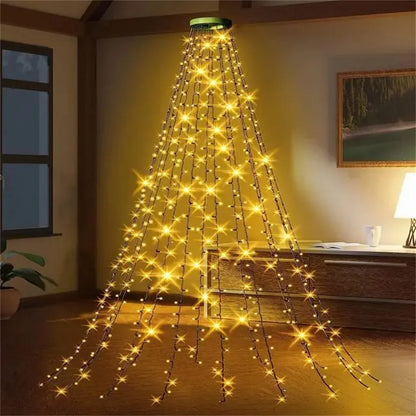 Christmas Decoration Star String Lights LED Outdoor Yard Christmas Tree Toppers Star Light Waterfall Tree Holiday Garland Light