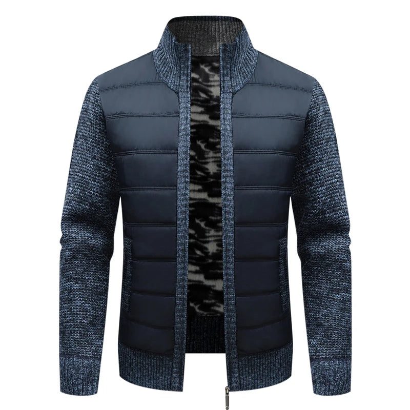 Winter Men Warm Cardigan Padded Jackets Fashion Men Fleece Lined knitwear Sweaters Cardigan Coats Men Windbreaker Knit Jacket