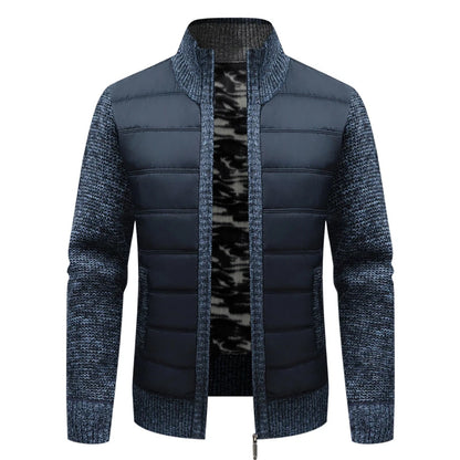 Winter Men Warm Cardigan Padded Jackets Fashion Men Fleece Lined knitwear Sweaters Cardigan Coats Men Windbreaker Knit Jacket