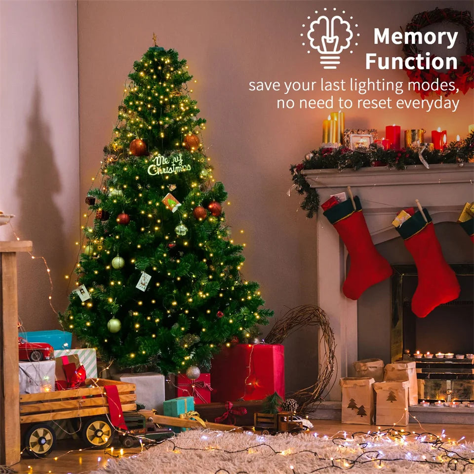 Christmas Decoration Star String Lights LED Outdoor Yard Christmas Tree Toppers Star Light Waterfall Tree Holiday Garland Light