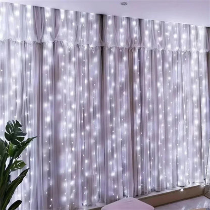 Christmas Light Party Birthday Wall Decoration LED 8 Mode 3/6M Garland Wedding Fairy Light USB Curtain String Lamp Holiday Decor