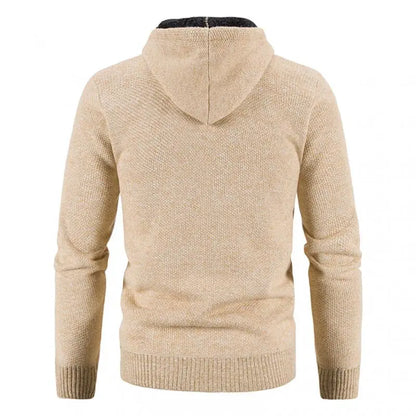 2023 Winter Thick Cardigan Mens Sweater Zipper Hooded Fashion Warm Slim Fit Knitted Sweater Male Fleece Hoodies Coats Men M-4Xl