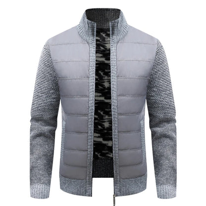 Winter Men Warm Cardigan Padded Jackets Fashion Men Fleece Lined knitwear Sweaters Cardigan Coats Men Windbreaker Knit Jacket