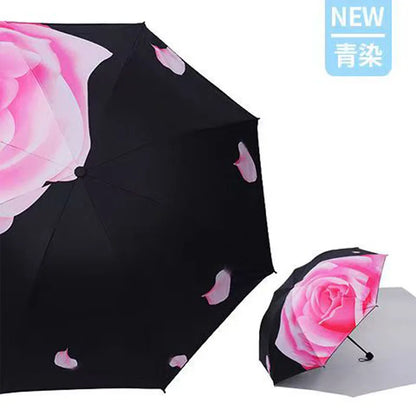 Blue Sky White Clouds Painting Inside Umbrella Men And Women Flower Sun Anti-uv Umbrellas Ladies Parasol Folding Paraguas Gifts
