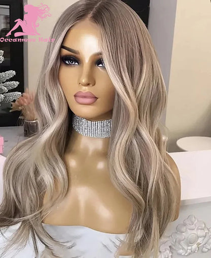 Highlight Human Hair Wigs For Women13X6 Lace Frontal Human Hair Wig Full Lace Wig Transparent Lace Natural Wave Brazilian Hair