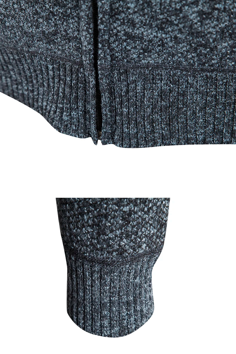 2023 Winter Thick Cardigan Mens Sweater Zipper Hooded Fashion Warm Slim Fit Knitted Sweater Male Fleece Hoodies Coats Men M-4Xl