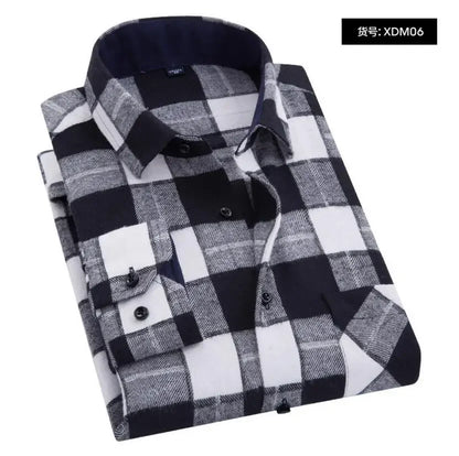 2025 Casual Men Plaid Spring Autumn Flannel Men Dress Shirts Fashion Long Sleeve Slim Fit Chemise Homme Cotton Male Shirt