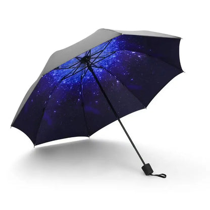 Blue Sky White Clouds Painting Inside Umbrella Men And Women Flower Sun Anti-uv Umbrellas Ladies Parasol Folding Paraguas Gifts