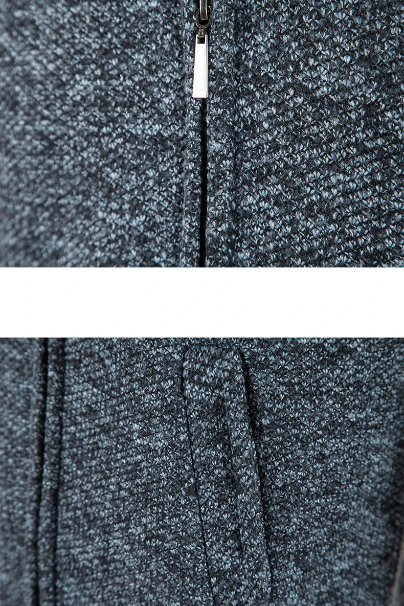 2023 Winter Thick Cardigan Mens Sweater Zipper Hooded Fashion Warm Slim Fit Knitted Sweater Male Fleece Hoodies Coats Men M-4Xl