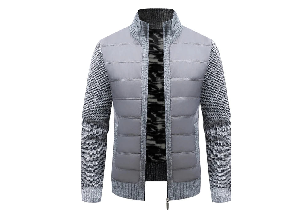 Winter Men Warm Cardigan Padded Jackets Fashion Men Fleece Lined knitwear Sweaters Cardigan Coats Men Windbreaker Knit Jacket