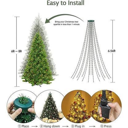 Christmas Decoration Star String Lights LED Outdoor Yard Christmas Tree Toppers Star Light Waterfall Tree Holiday Garland Light