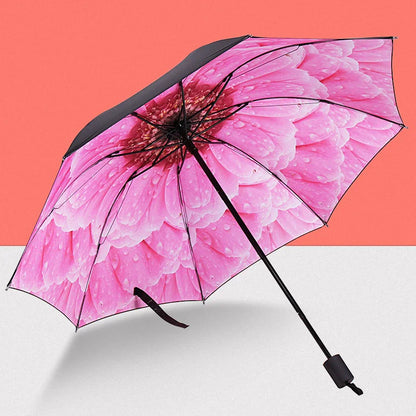 Blue Sky White Clouds Painting Inside Umbrella Men And Women Flower Sun Anti-uv Umbrellas Ladies Parasol Folding Paraguas Gifts