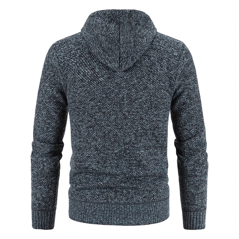 2023 Winter Thick Cardigan Mens Sweater Zipper Hooded Fashion Warm Slim Fit Knitted Sweater Male Fleece Hoodies Coats Men M-4Xl