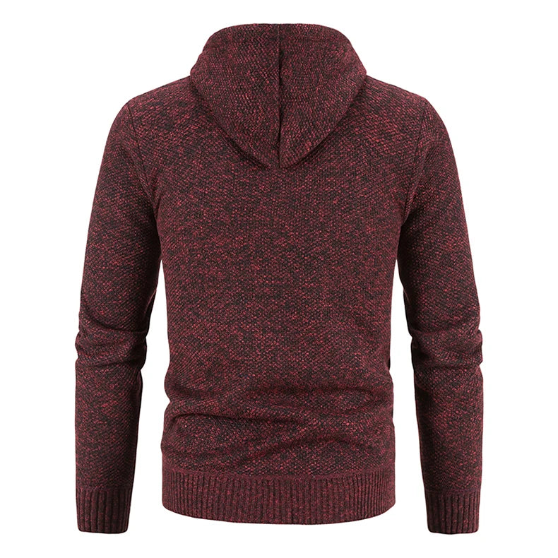 2023 Winter Thick Cardigan Mens Sweater Zipper Hooded Fashion Warm Slim Fit Knitted Sweater Male Fleece Hoodies Coats Men M-4Xl
