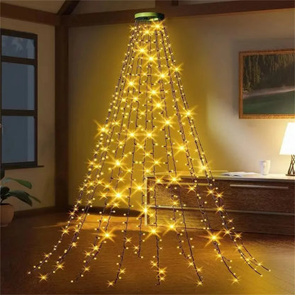 Christmas Decoration Star String Lights LED Outdoor Yard Christmas Tree Toppers Star Light Waterfall Tree Holiday Garland Light