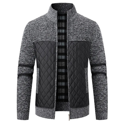 Winter Men Warm Cardigan Padded Jackets Fashion Men Fleece Lined knitwear Sweaters Cardigan Coats Men Windbreaker Knit Jacket